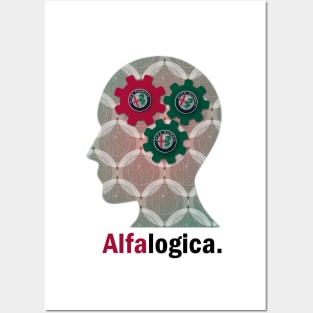 Alfa Romeo Alfalogica Alfa Brain black text Posters and Art